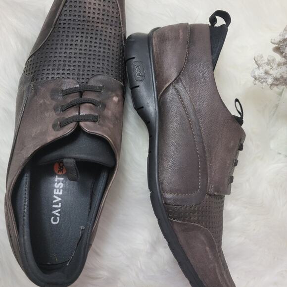CALVEST Brown 360° Social Texture Leather Oxford Shoe Perforated Business Casual main image 12